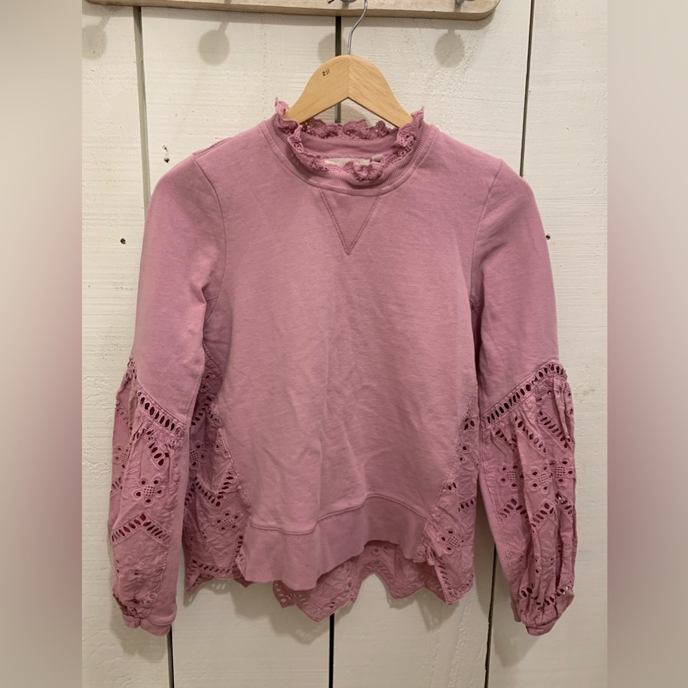 Anthropologie "Forever That Girl" eyelet sweatshirt  Small